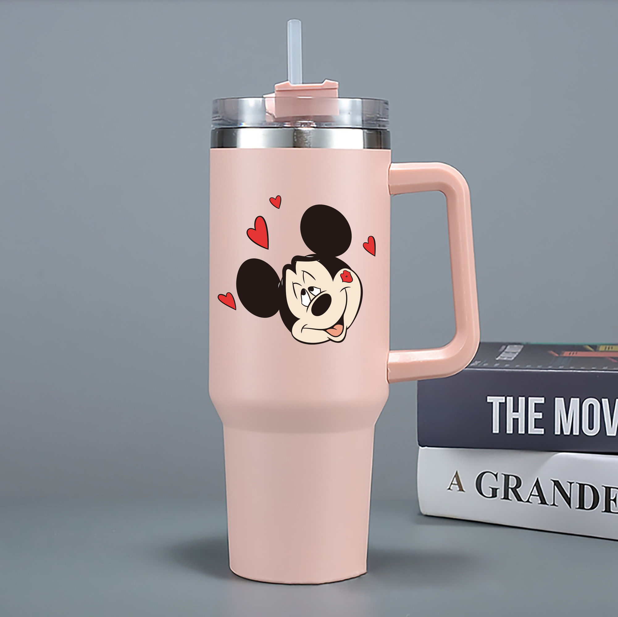 ミッキーマウス Mickey Mouse 1200mL車用タンブラー - クリスタルステッカー（プラスチックストロー付き）
